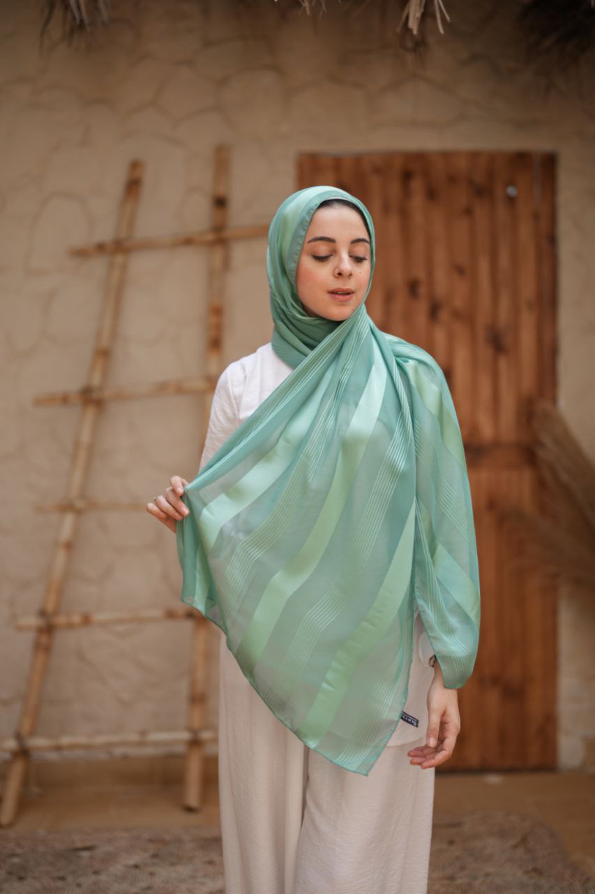 Satin-Patterned Chiffon Scarf