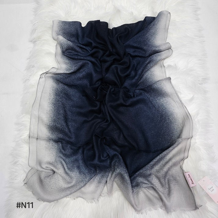 Fading Gradient Border Linen Ombre Scarf