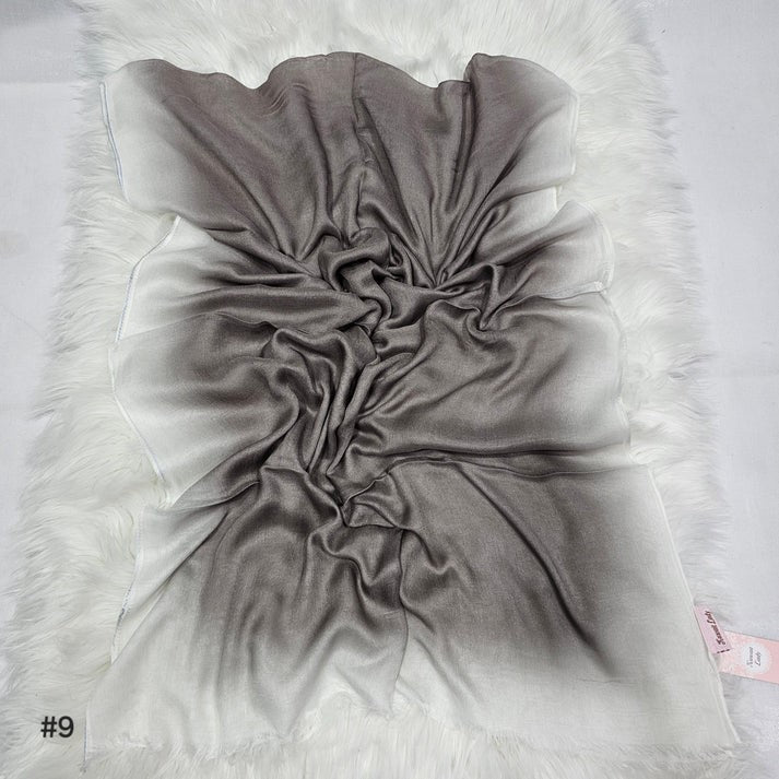 Fading Gradient Border Linen Ombre Scarf