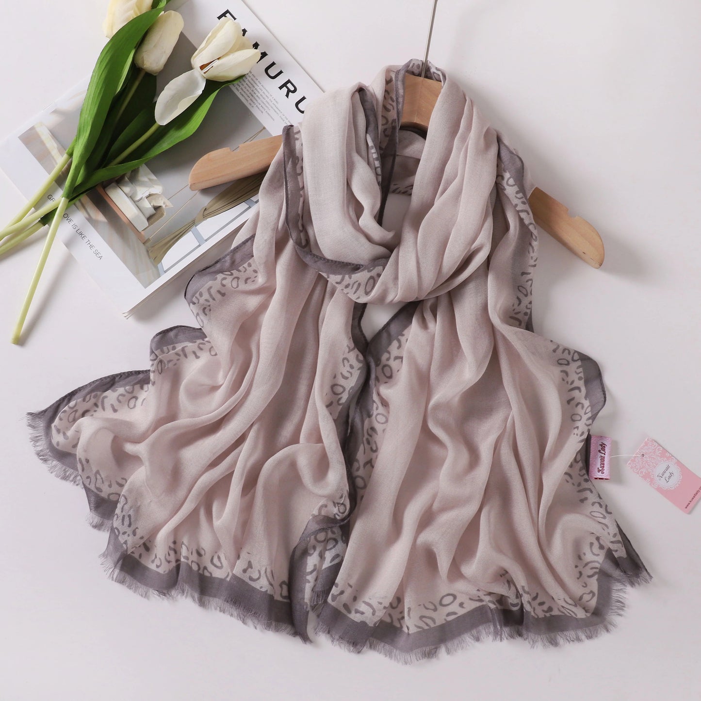 Tiger Border Linen Scarf
