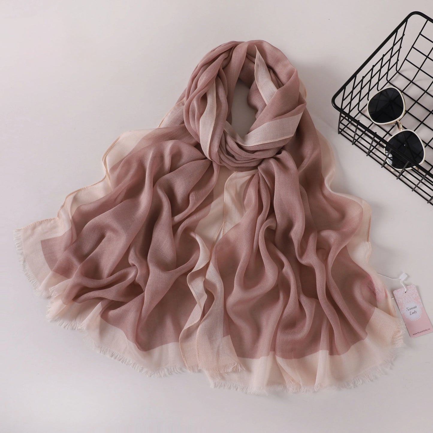 Frame Border Print Linen Scarf