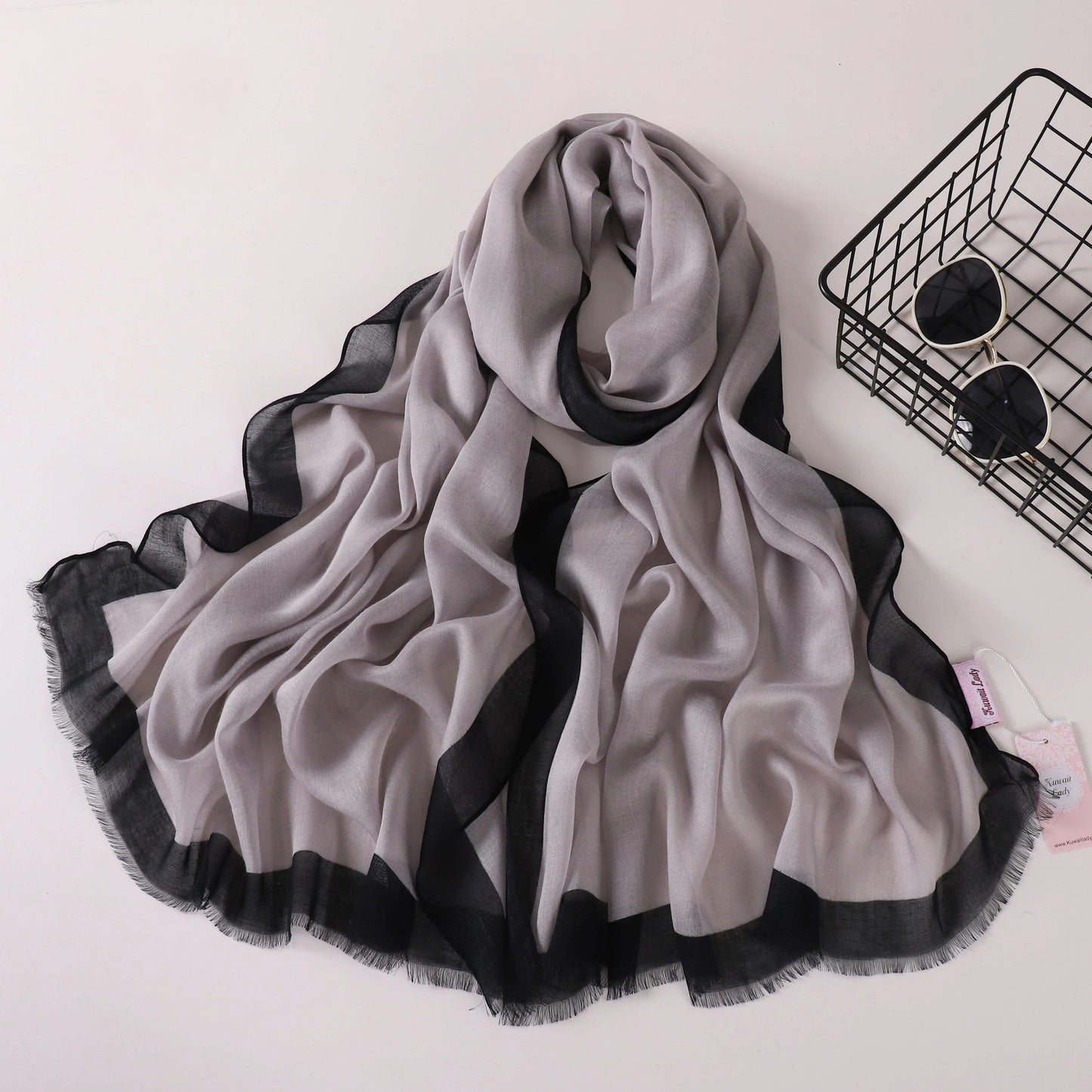 Frame Border Print Linen Scarf