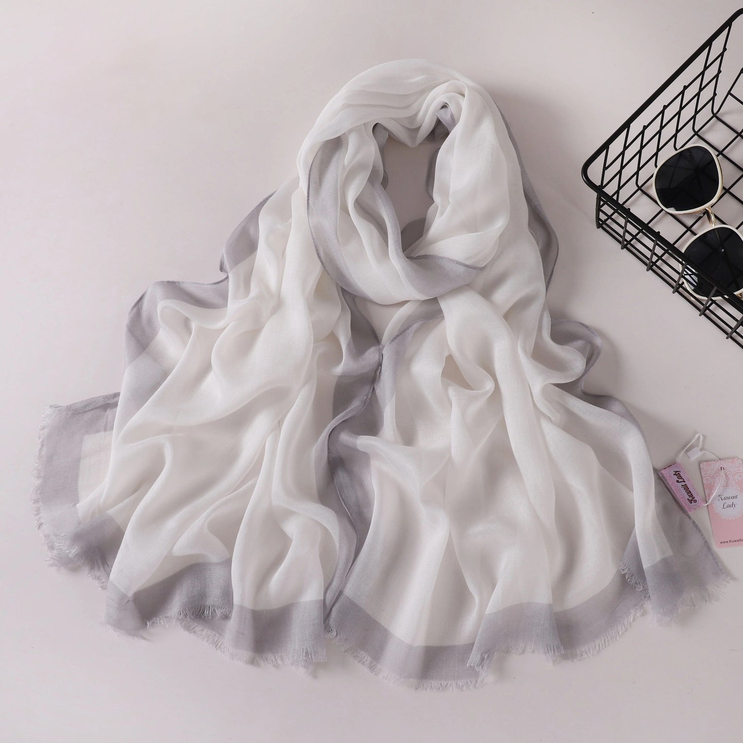 Frame Border Print Linen Scarf