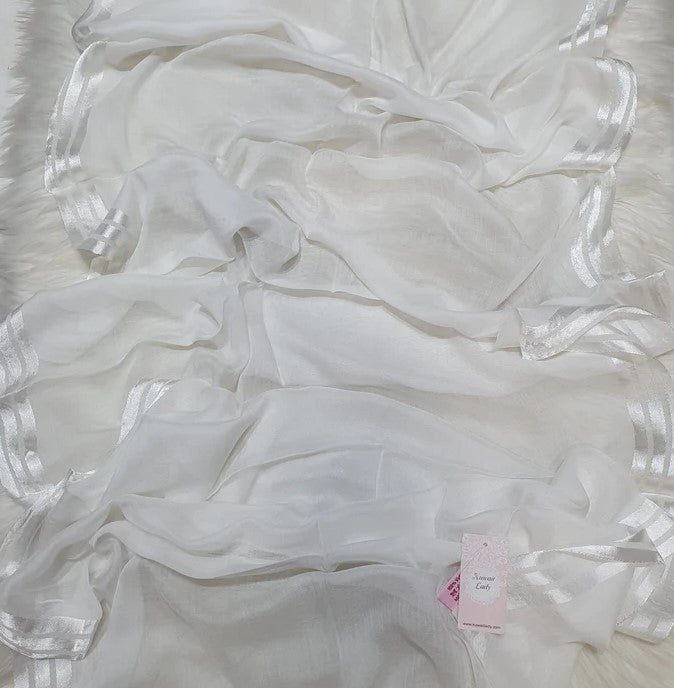 Three Satin Lines Linen Scarf