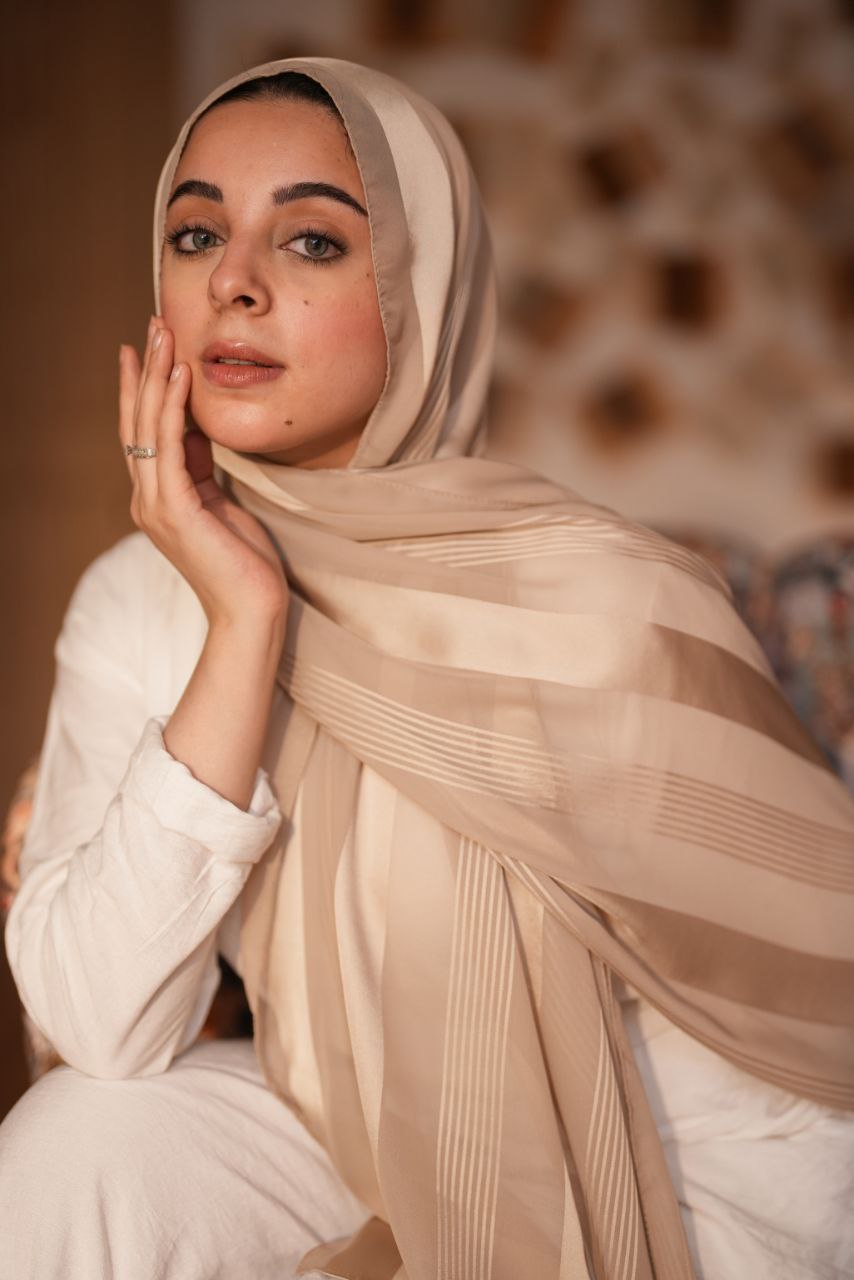 Satin-Patterned Chiffon Scarf