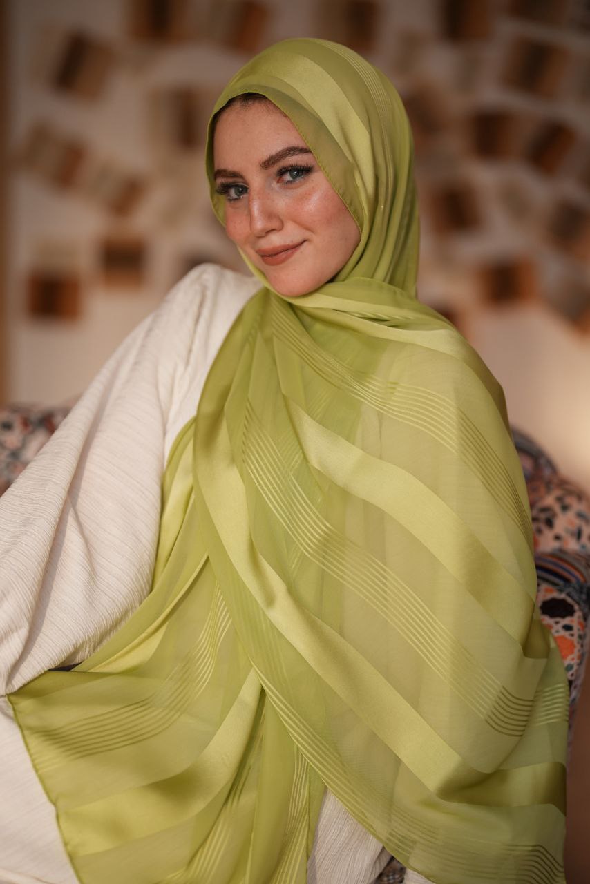 Satin-Patterned Chiffon Scarf