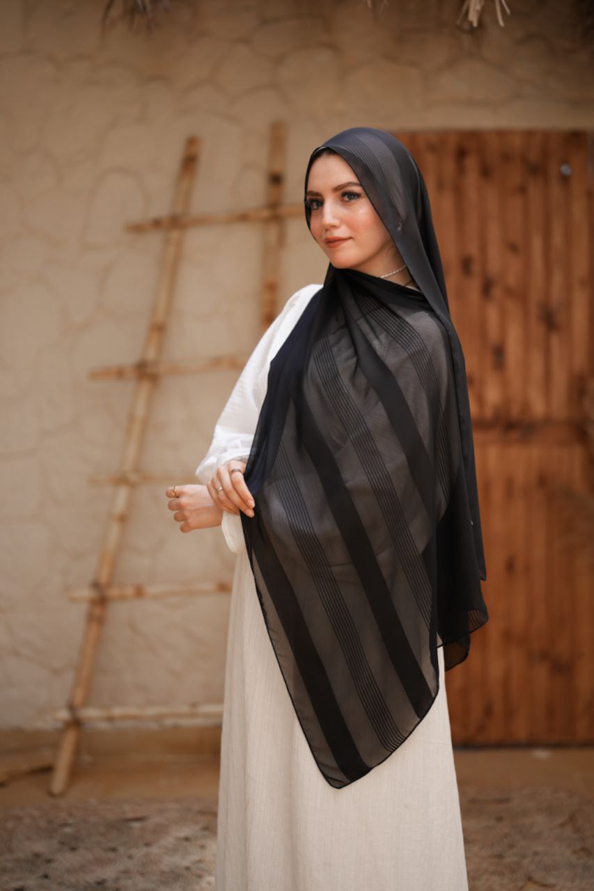 Satin-Patterned Chiffon Scarf