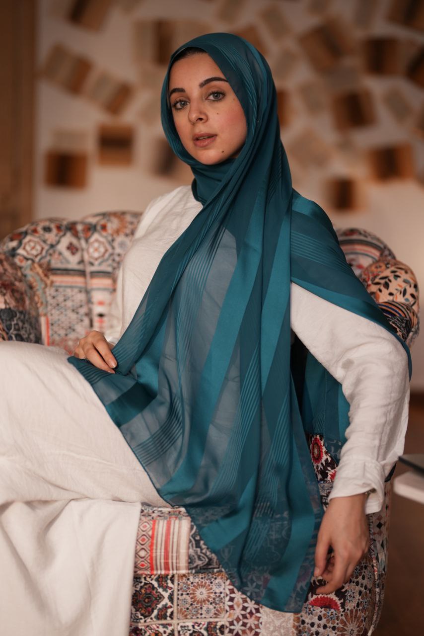 Satin-Patterned Chiffon Scarf