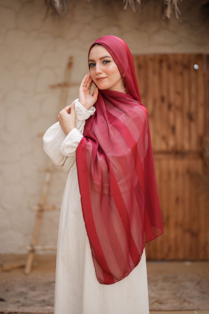 Satin-Patterned Chiffon Scarf