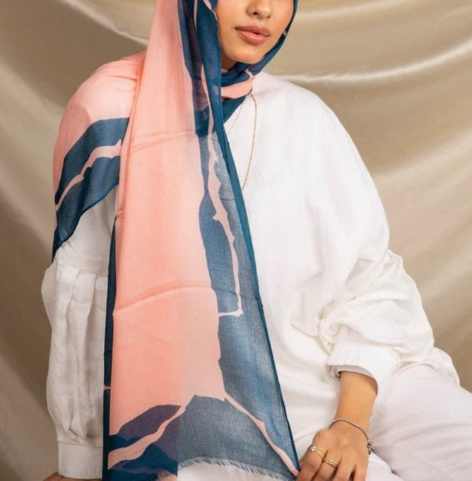 Marble Print Linen Scarf