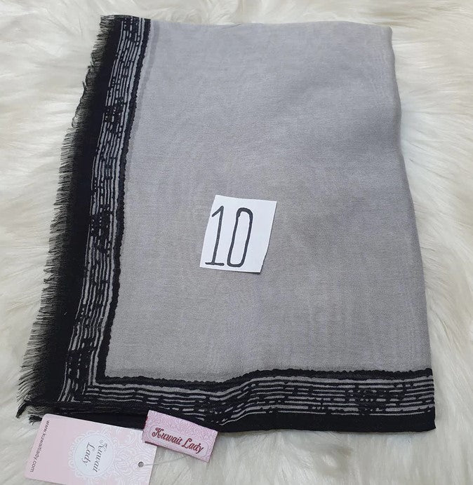 Stripes Border Linen Scarf