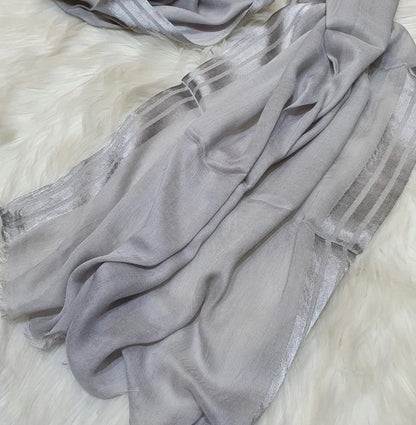 Three Satin Lines Linen Scarf